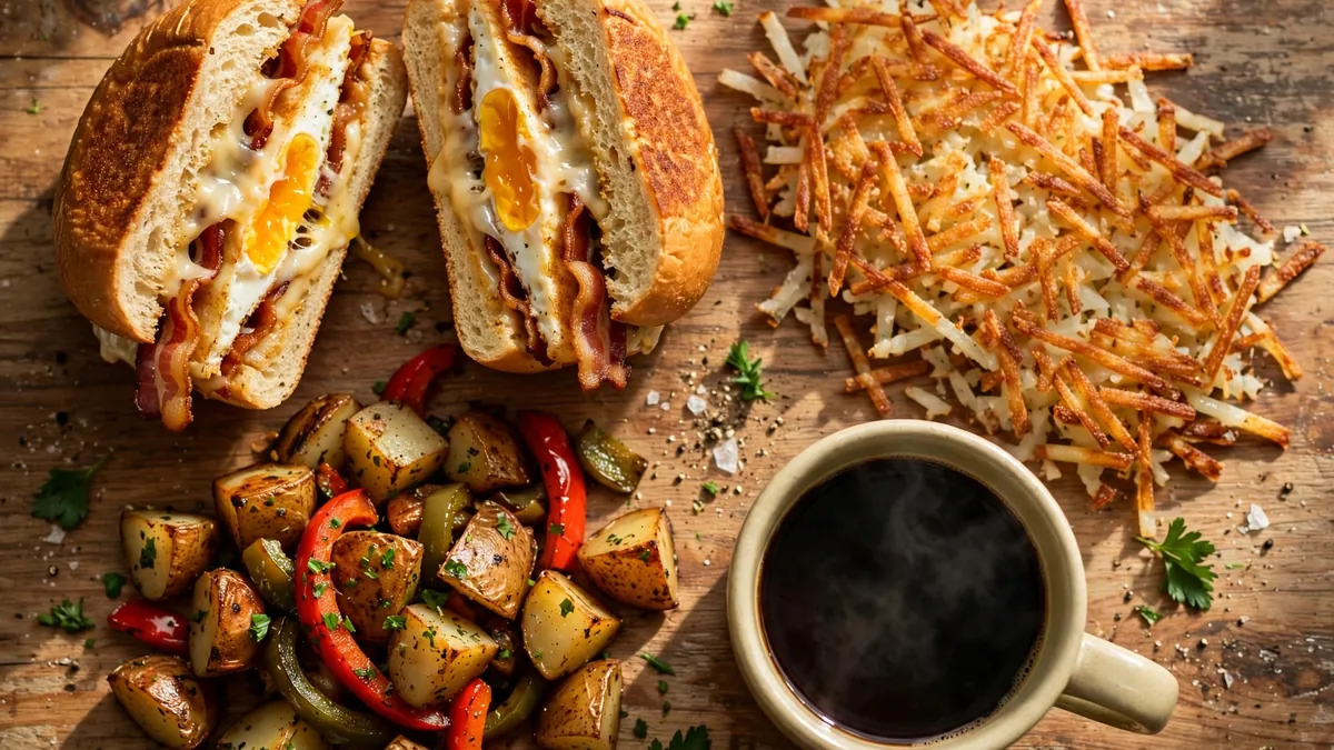 Five Guys Breakfast Menu with a Bacon, Egg and Cheese Sandwich, an Egg Sandwich and a BLT Sandwich